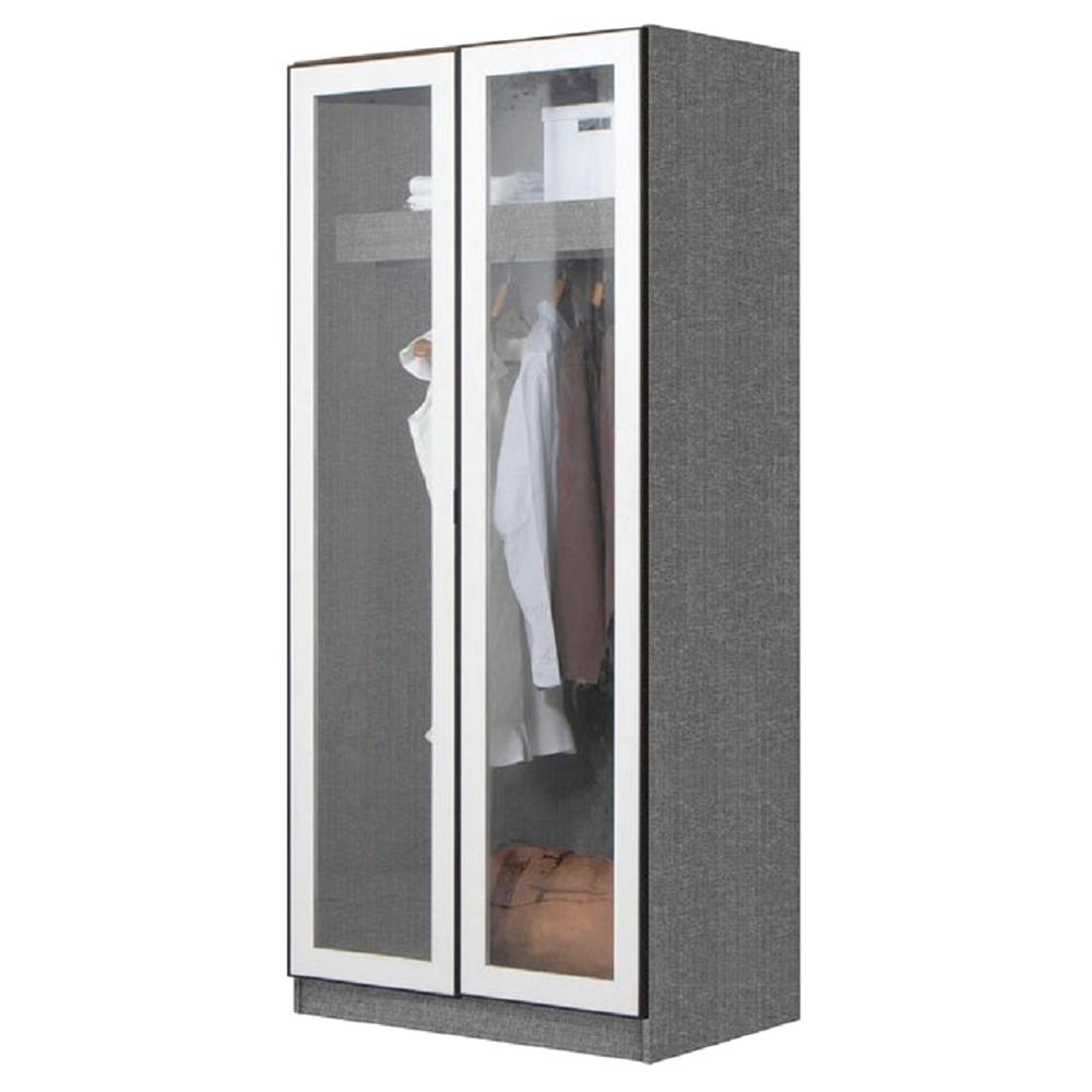 ตู้เสื้อผ้า 2 บานเปิด KONCEPT PARIS 90 ซม. สี GREY LINEN/WHITE LINEN