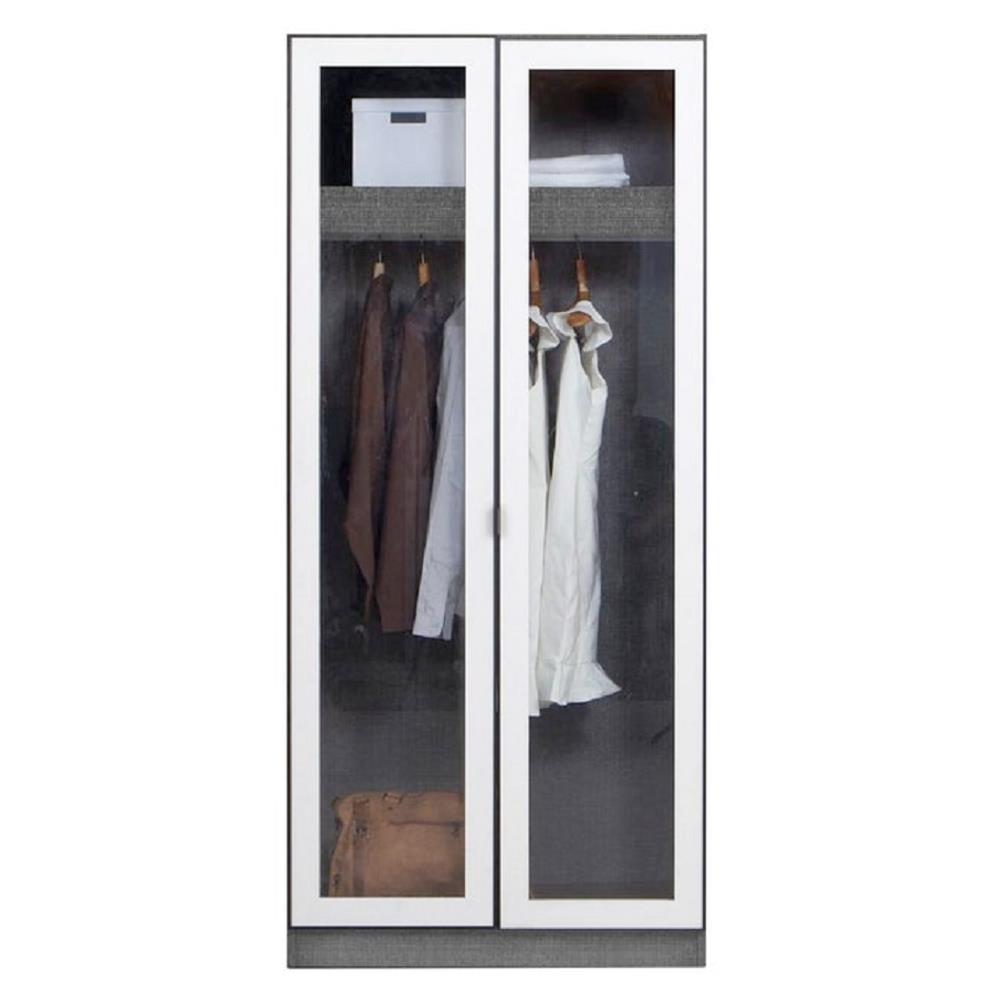 ตู้เสื้อผ้า 2 บานเปิด KONCEPT PARIS 90 ซม. สี GREY LINEN/WHITE LINEN