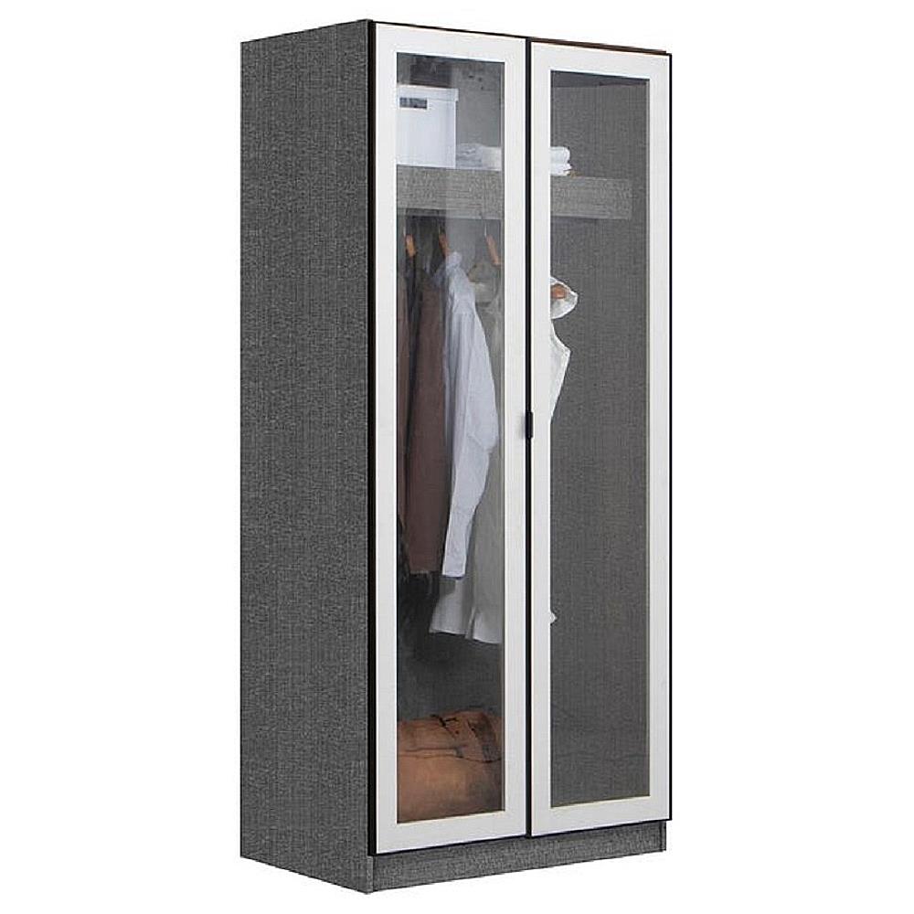 ตู้เสื้อผ้า 2 บานเปิด KONCEPT PARIS 90 ซม. สี GREY LINEN/WHITE LINEN