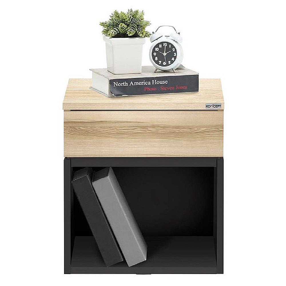 ตู้ข้างเตียง KONCEPT PATME 40 ซม. สีลินด์เบิร์กโอ๊ค/เทาดำ