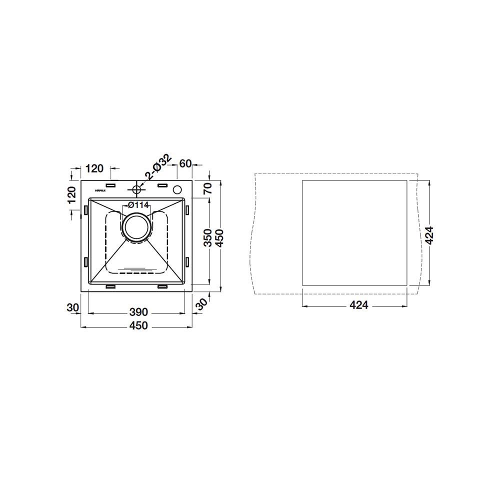 ซิงค์ฝัง 1หลุม HAFELE 495.39.600 สีเงิน