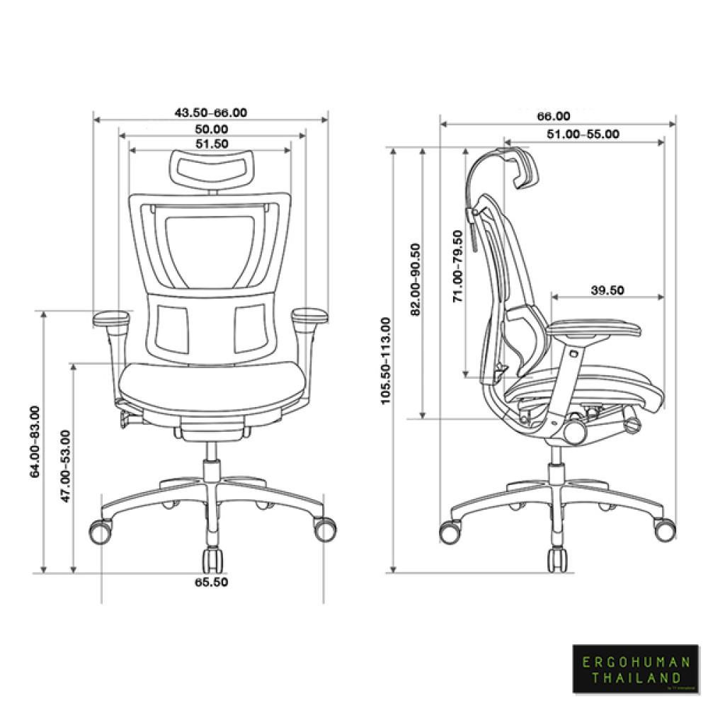 เก้าอี้สุขภาพ ERGOHUMAN IOO สีดำ