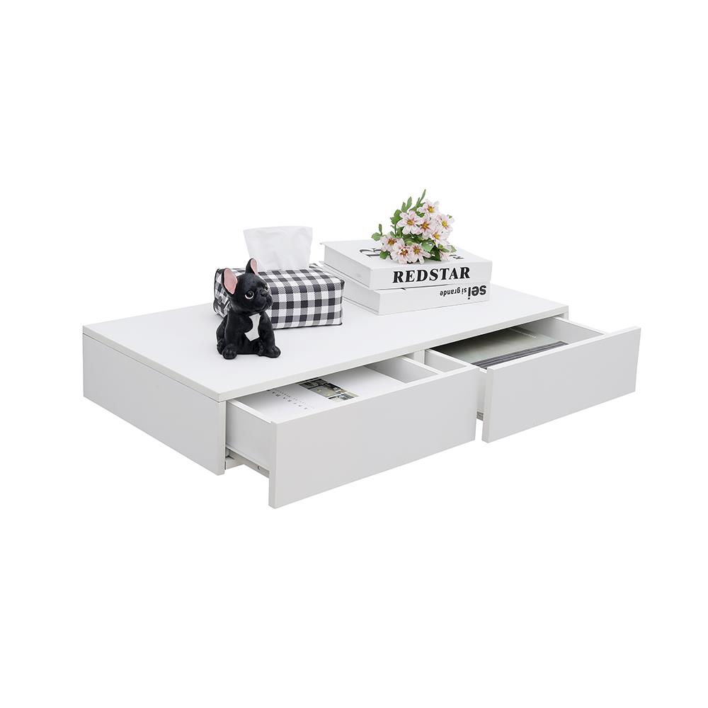 แผ่นชั้นไม้ 2 ลิ้นชักซ่อนขา STACKO 80x35x12 ซม. สีขาว