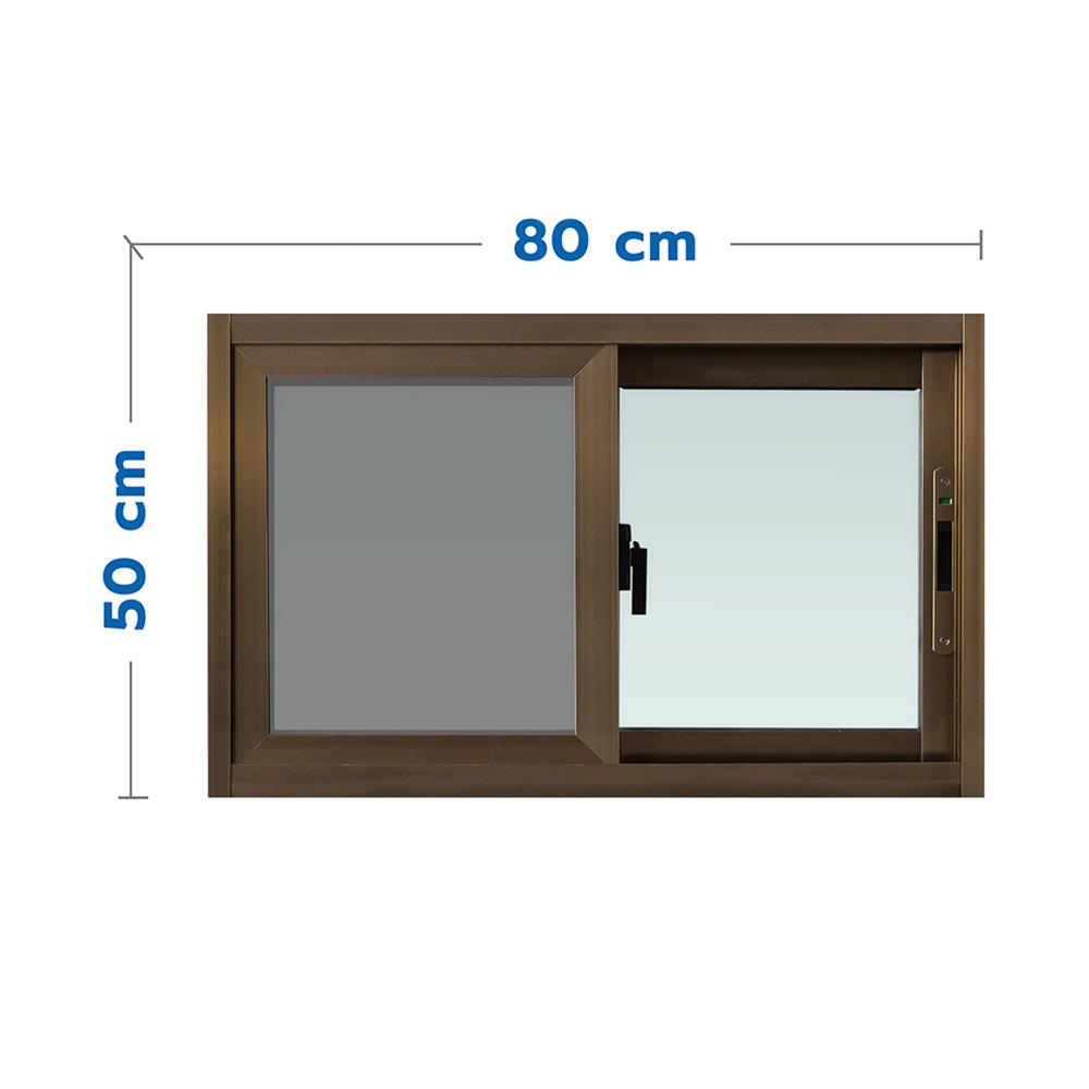 หน้าต่างบานเลื่อน อะลูมิเนียม S-S มุ้ง AZLE 80X50 ซม. สีชา