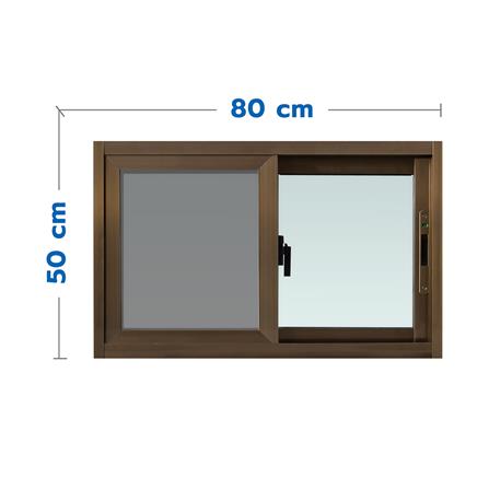 หน้าต่างบานเลื่อน อะลูมิเนียม S-S มุ้ง AZLE 80X50 ซม. สีชา_0