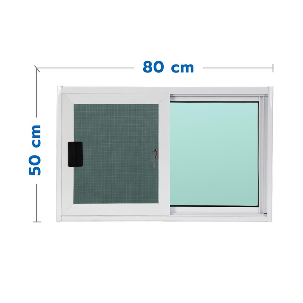 หน้าต่างบานเลื่อน อะลูมิเนียม S-S มุ้ง AZLE 80x50 ซม. สีขาว