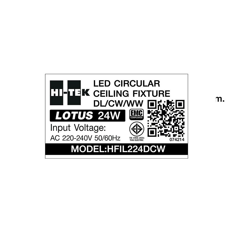 ไฟเพดาน LED HI-TEK HFIL2 15 นิ้ว 24 วัตต์ DAYLIGHT/COOL WHITE/WARM WHITE สีขาว