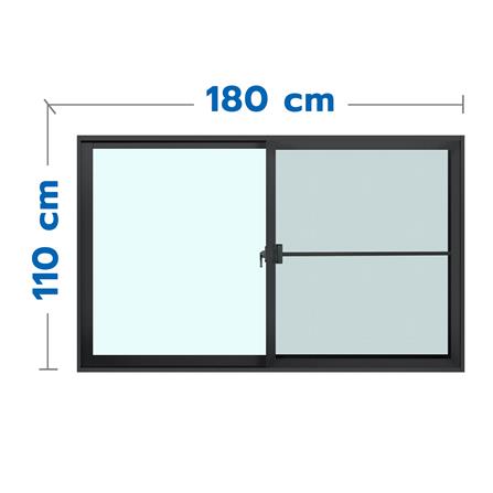 หน้าต่างบานเลื่อน อะลูมิเนียม S-S มุ้ง AZLE 180x110 ซม. สีดำ_0