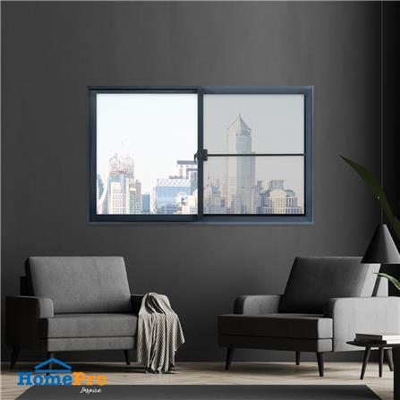 หน้าต่างบานเลื่อน อะลูมิเนียม S-S มุ้ง AZLE 180x110 ซม. สีดำ_1