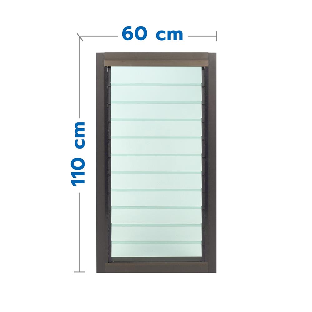 หน้าต่างบานเกล็ด อะลูมิเนียม AZLE 60x110 ซม. สีชา