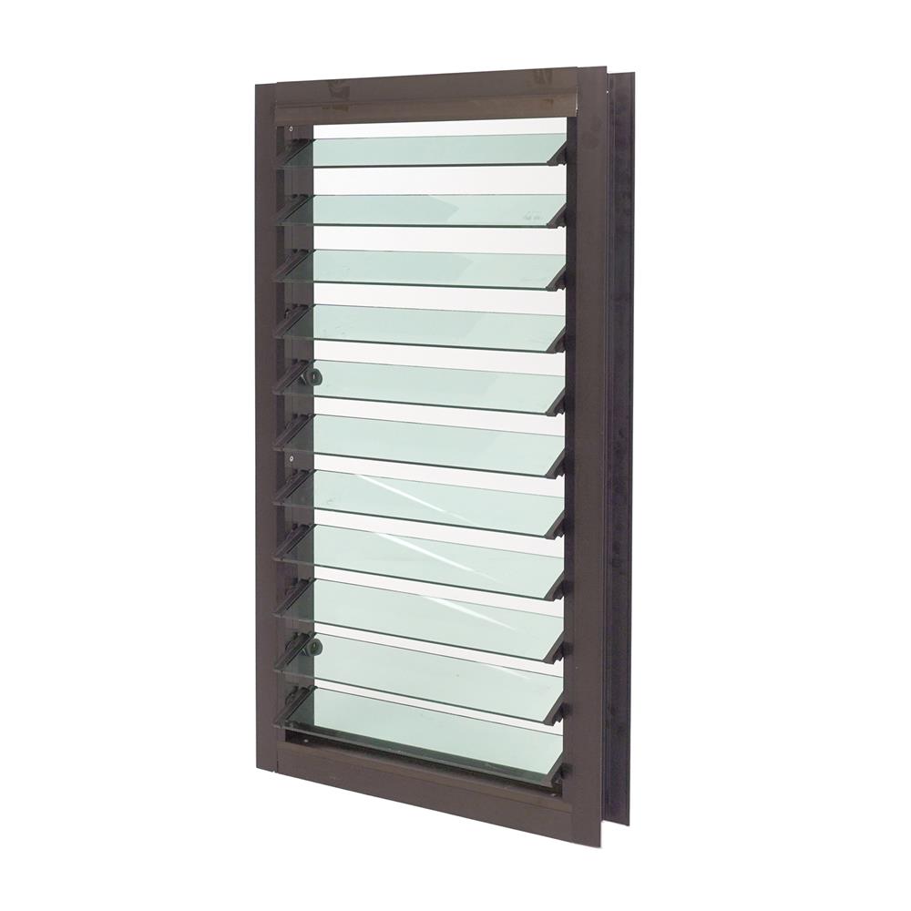 หน้าต่างบานเกล็ด อะลูมิเนียม AZLE 60x110 ซม. สีชา