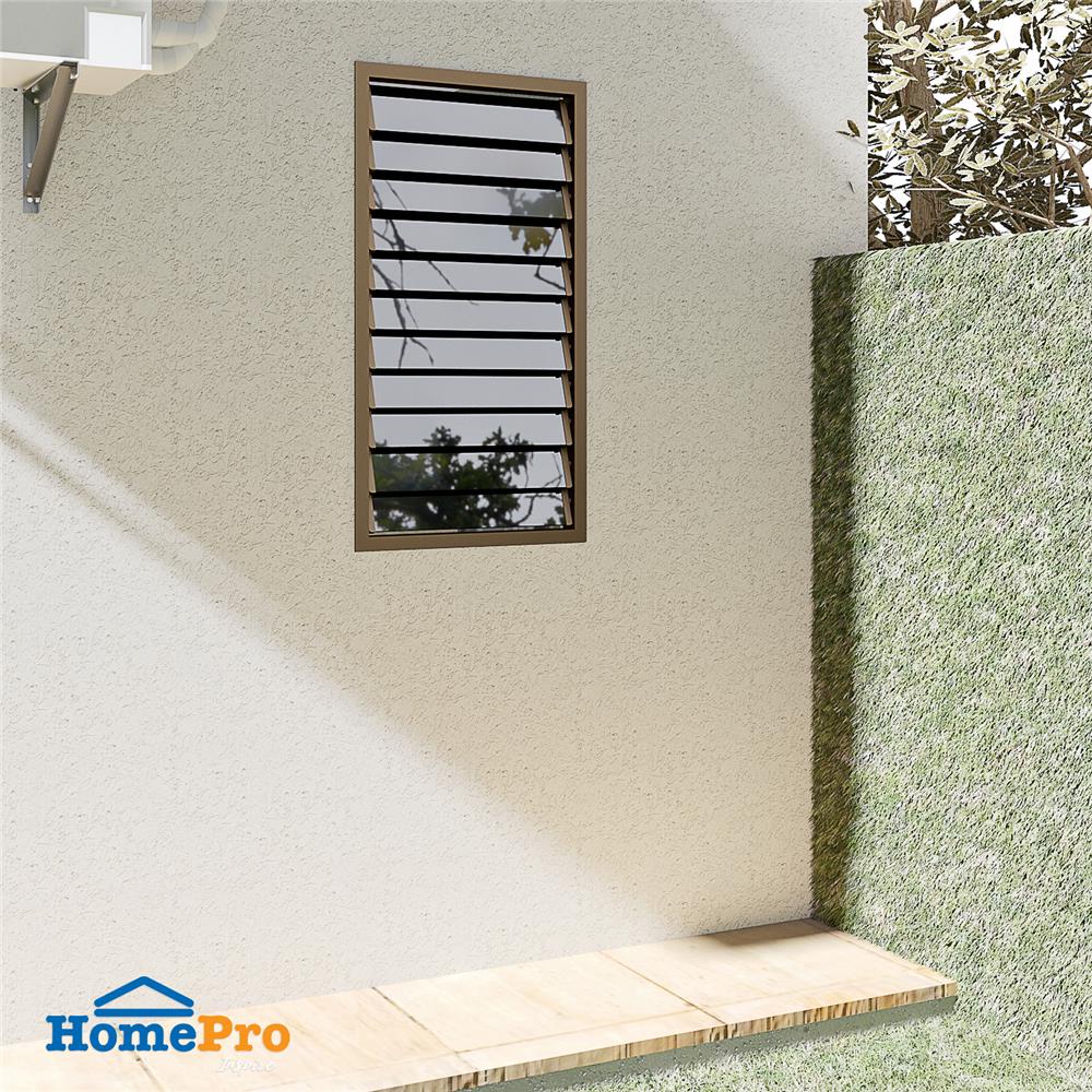 หน้าต่างบานเกล็ด อะลูมิเนียม AZLE 60x110 ซม. สีชา