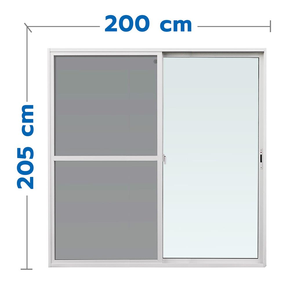 ประตูบานเลื่อน อะลูมิเนียม S-S มุ้ง AZLE 200X205 ซม. สีขาว