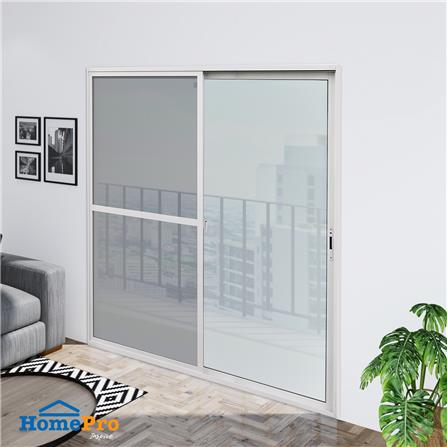 ประตูบานเลื่อน อะลูมิเนียม S-S มุ้ง AZLE 200X205 ซม. สีขาว_2