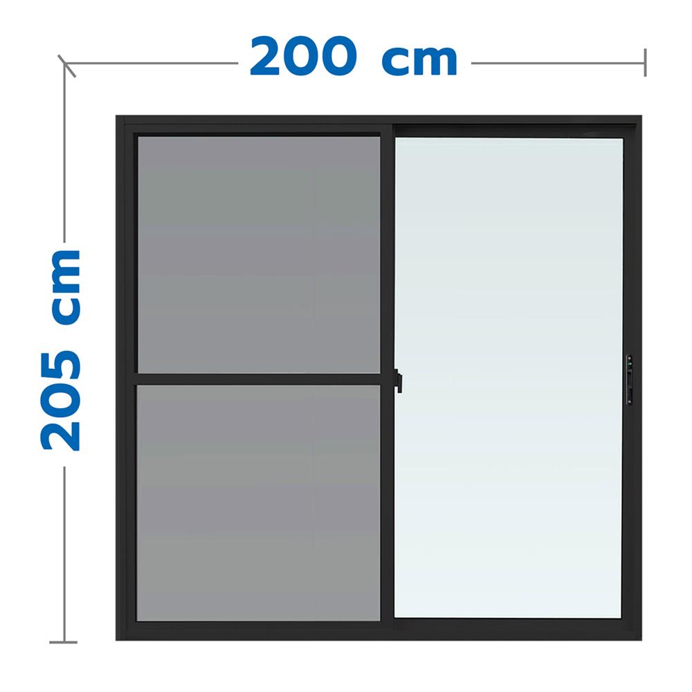 ประตูบานเลื่อน อะลูมิเนียม S-S มุ้ง AZLE 200X205 ซม. สีดำ