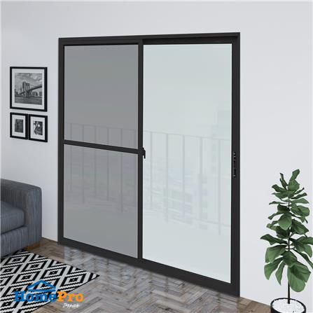 ประตูบานเลื่อน อะลูมิเนียม S-S มุ้ง AZLE 200X205 ซม. สีดำ_2