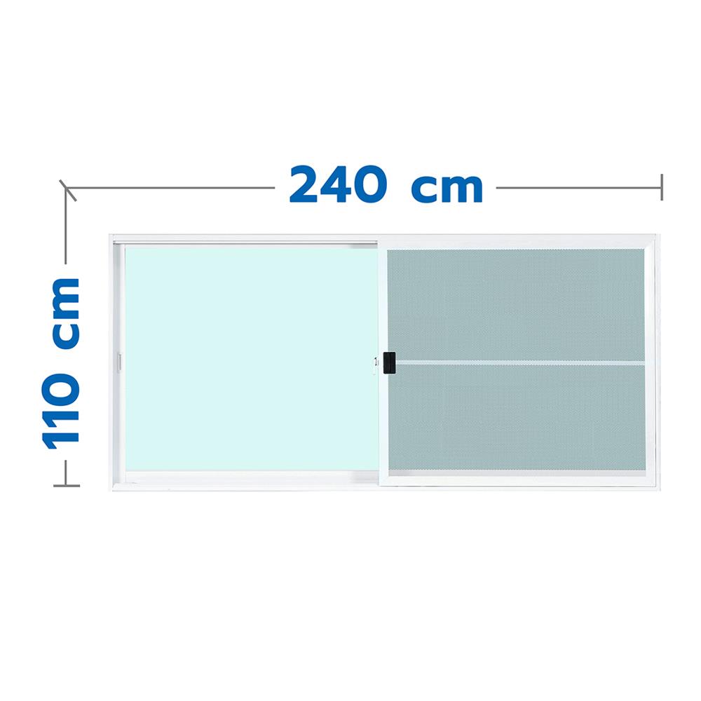 หน้าต่างบานเลื่อน อะลูมิเนียม S-S มุ้ง AZLE 240x110 ซม. สีขาว