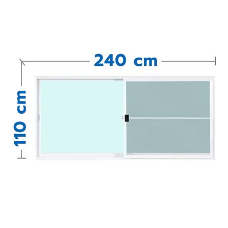 หน้าต่างบานเลื่อน อะลูมิเนียม S-S มุ้ง AZLE 240x110 ซม. สีขาว_0