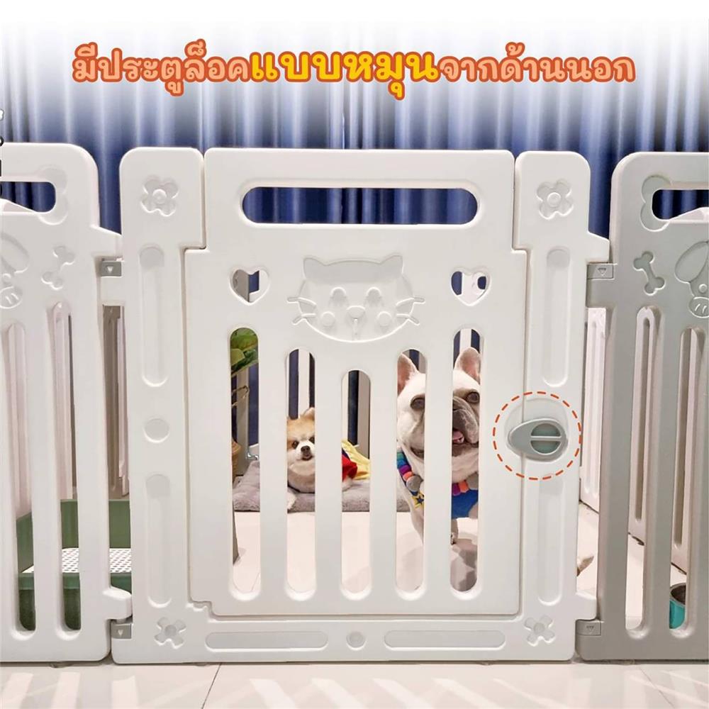 คอกกั้นสุนัขเพ็ทโฮม HOSTAIL ไซซ์ S สีเทา/ขาว