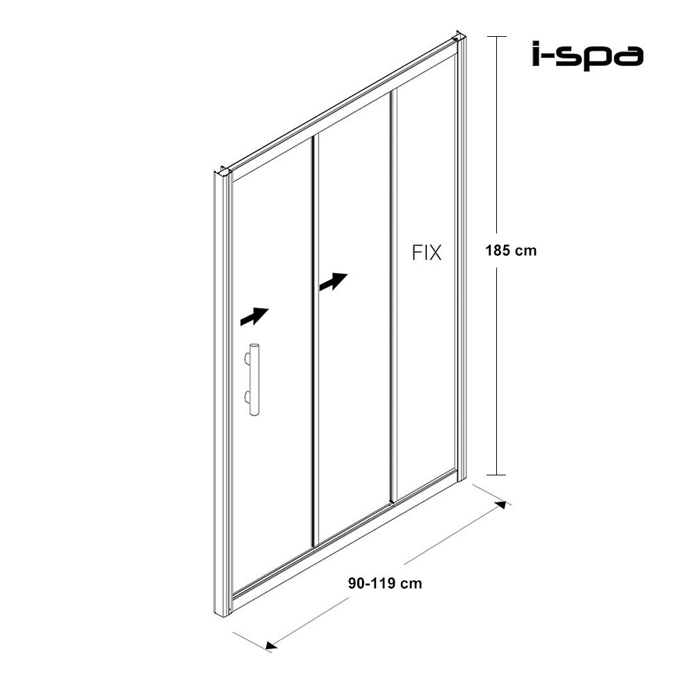 ฉากกั้นอาบน้ำสั่งตัด I-SPA 90-119 ซม.