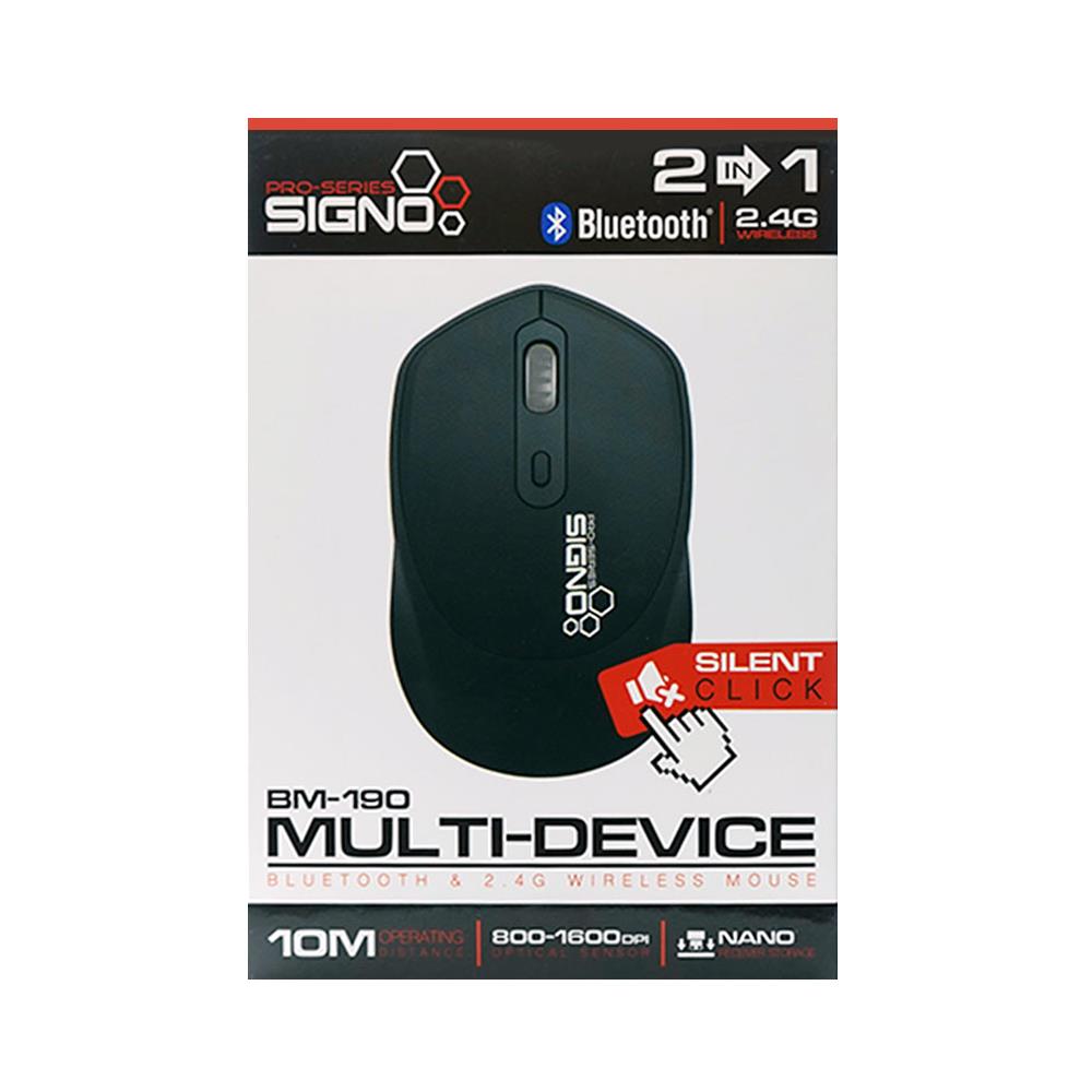 เมาส์ไร้สาย 2 ระบบ SIGNO BM-190 สีขาว