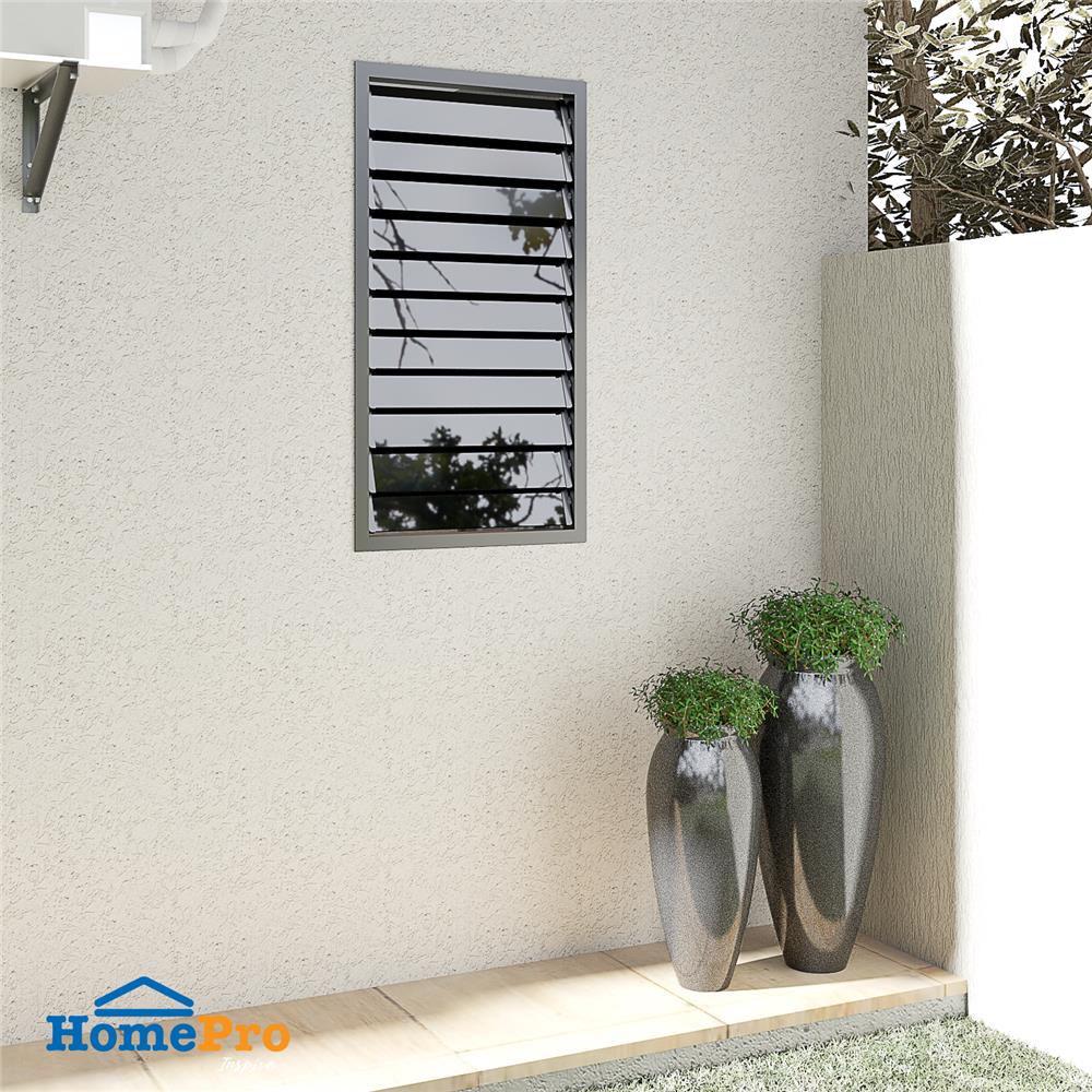 หน้าต่างบานเกล็ด อะลูมิเนียม AZLE 60x110 ซม. สีดำ