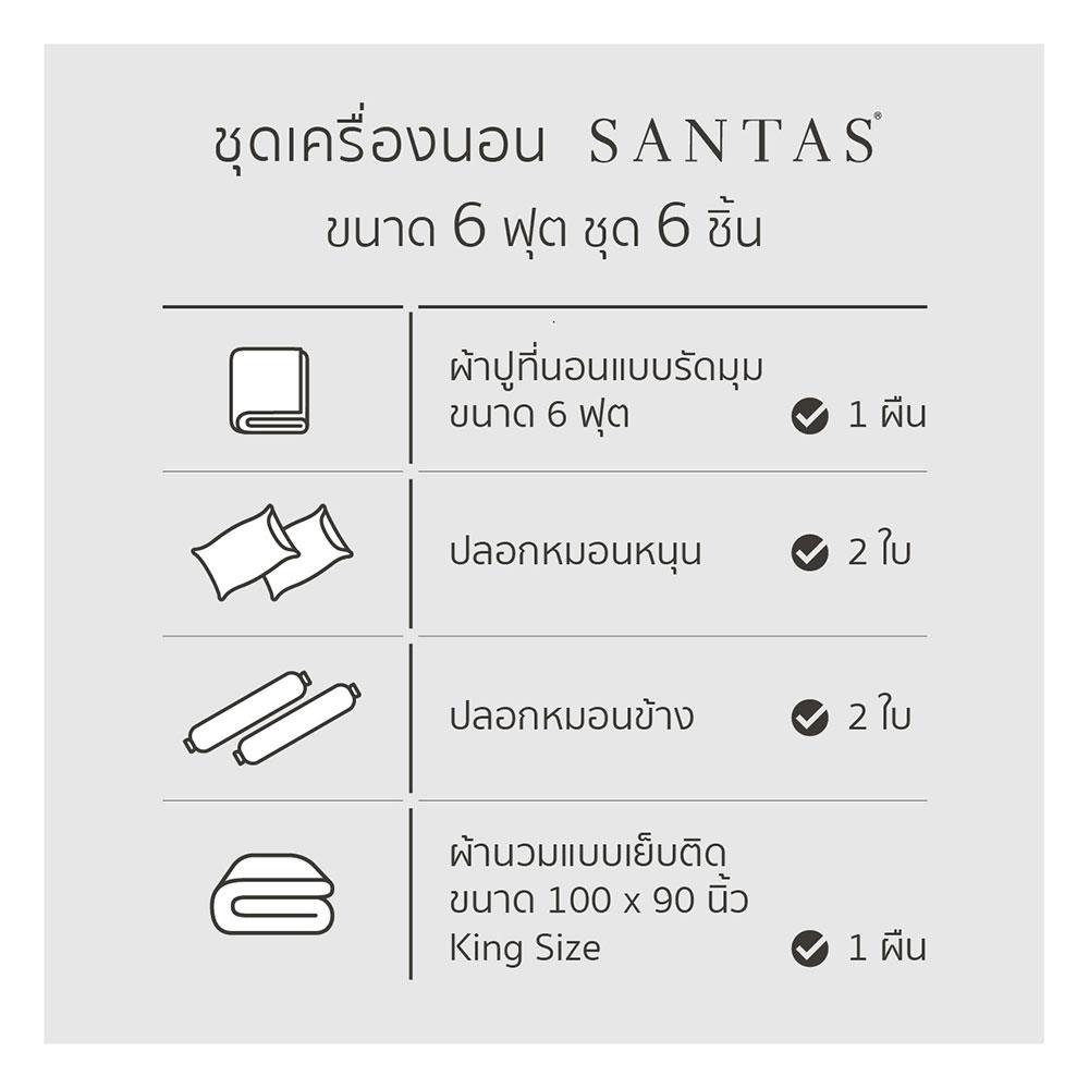 ชุดผ้าปูที่นอน 6 ฟุต 6 ชิ้น SANTAS CORSAGE สี OROSE