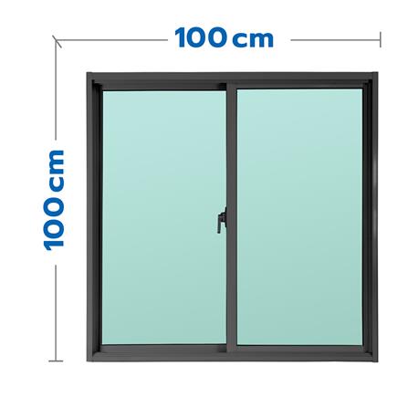 หน้าต่างบานเลื่อน อะลูมิเนียม S-S AZLE 100x100 ซม. สีดำ