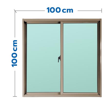 หน้าต่างบานเลื่อน อะลูมิเนียม S-S AZLE 100x100 ซม. สีชา