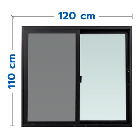 หน้าต่างบานเลื่อน อะลูมิเนียม S-S มุ้ง AZLE 120X110 ซม. สีดำ