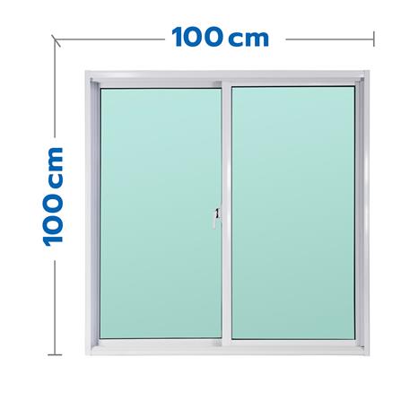 หน้าต่างบานเลื่อน อะลูมิเนียม S-S AZLE 100x100 ซม. สีขาว_0