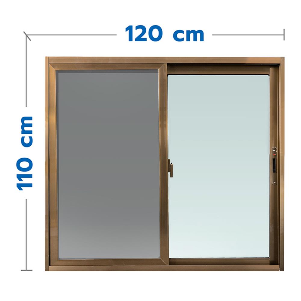 หน้าต่างบานเลื่อน อะลูมิเนียม S-S มุ้ง AZLE 120X110 ซม. สีชา