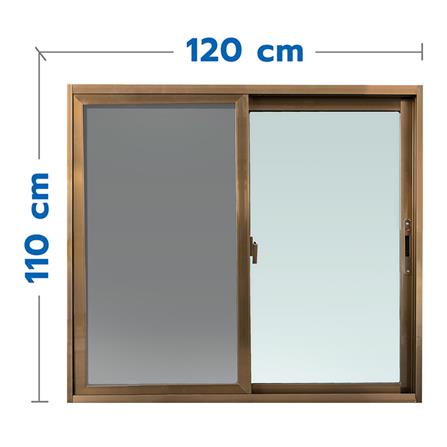 หน้าต่างบานเลื่อน อะลูมิเนียม S-S มุ้ง AZLE 120X110 ซม. สีชา