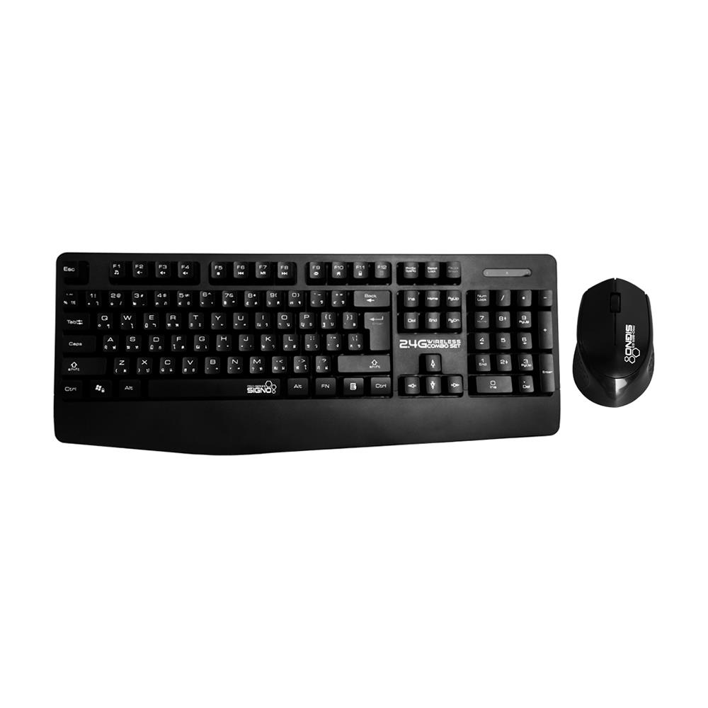 ชุดคีย์บอร์ดและเมาส์ไร้สาย SIGNO 740+104 สีดำ