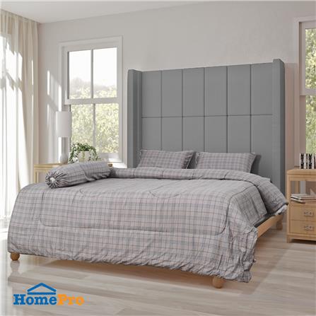 ชุดผ้าปูที่นอน 6 ฟุต (ชุด 5 ชิ้น) HOME LIVING STYLE TARTAN สีเทา_0