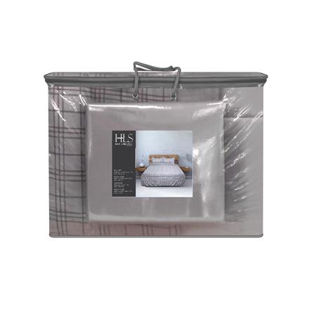 ชุดผ้าปูที่นอน 6 ฟุต (ชุด 5 ชิ้น) HOME LIVING STYLE TARTAN สีเทา_5