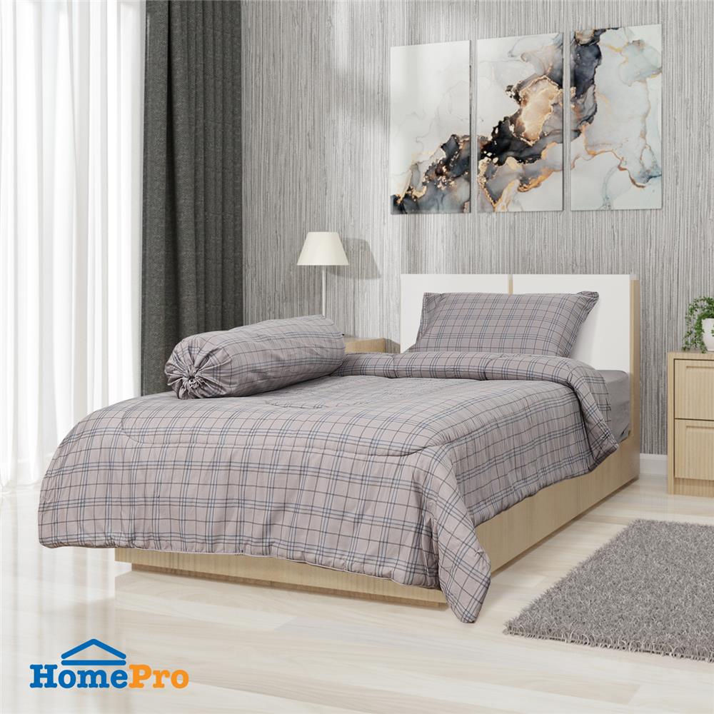 ชุดผ้าปูที่นอน 3.5 ฟุต (ชุด 4 ชิ้น) HOME LIVING STYLE TARTAN สีเทา_0