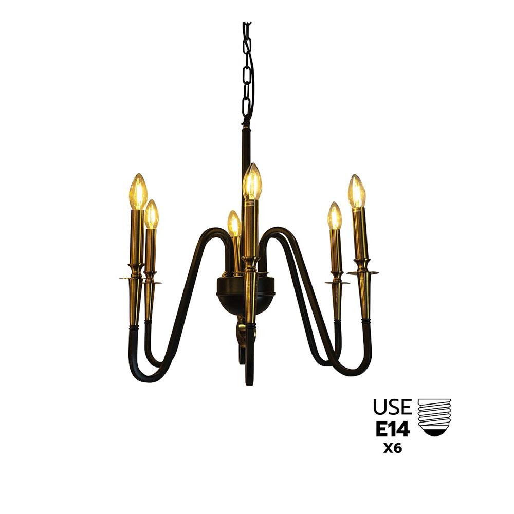 ไฟช่อ BEC K053-6 สีดำ/ทอง 6 หัว