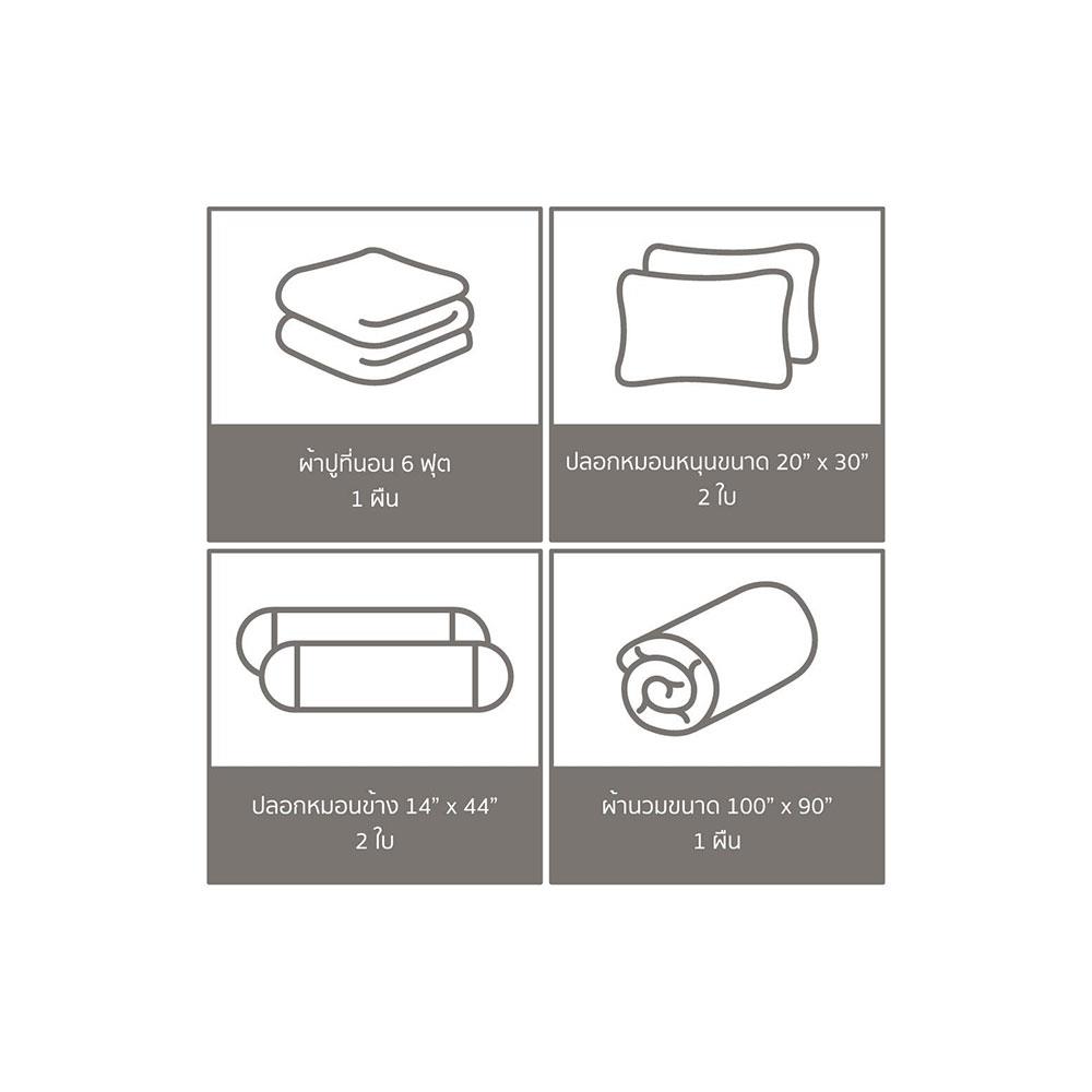 ชุดผ้าปูที่นอน 6 ฟุต 6 ชิ้น SATIN PLUS BENTEN PL022