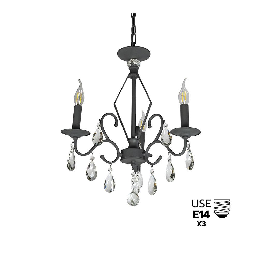 ไฟช่อ BEC K055-3 สีเทา/ดำ 3 หัว