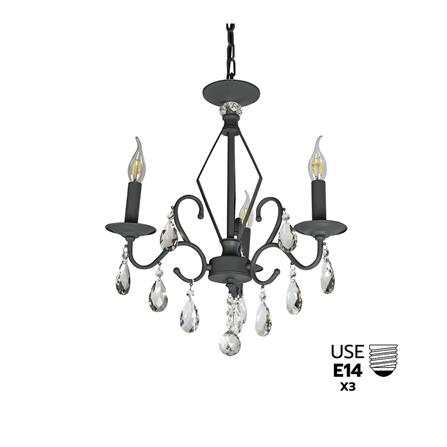 ไฟช่อ BEC K055-3 สีเทา/ดำ 3 หัว