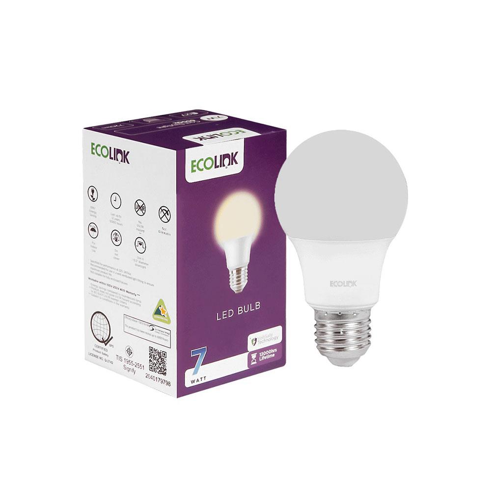 หลอด LED ECOLINK A60 7 วัตต์ WARMWHITE E27