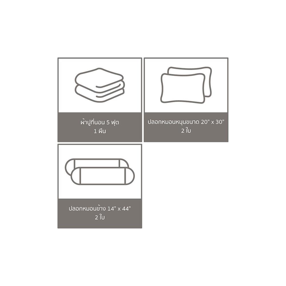 ชุดผ้าปูที่นอน 5 ฟุต 5 ชิ้น SATIN PLUS THOMAS PL003