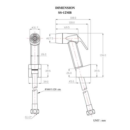 สายฉีดชำระครบชุด HANG SS-12MB สีโครมดำ_1