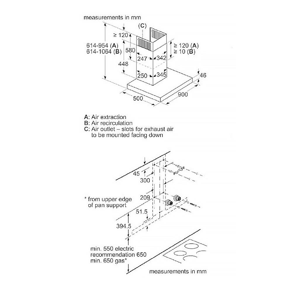 เครื่องดูดควันกระโจม BOSCH DWBM98G50