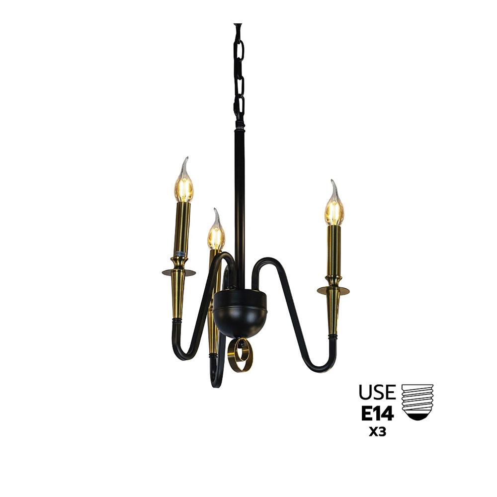 ไฟช่อ BEC K053-3 สีดำ/ทอง 3 หัว