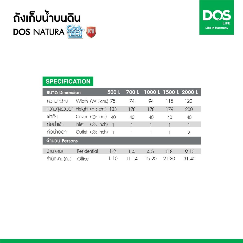 ถังเก็บน้ำ DOS NATURA KV 1000 ลิตร สี ARCTIC GREY GRANITE