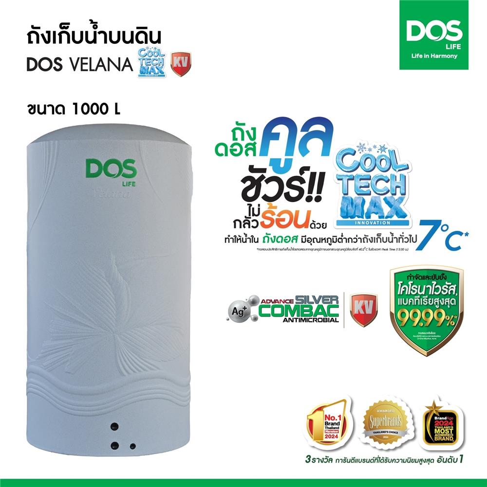 ถังเก็บน้ำ DOS VELANA LG 1000 ลิตร สี LOFT GREY GRANITE