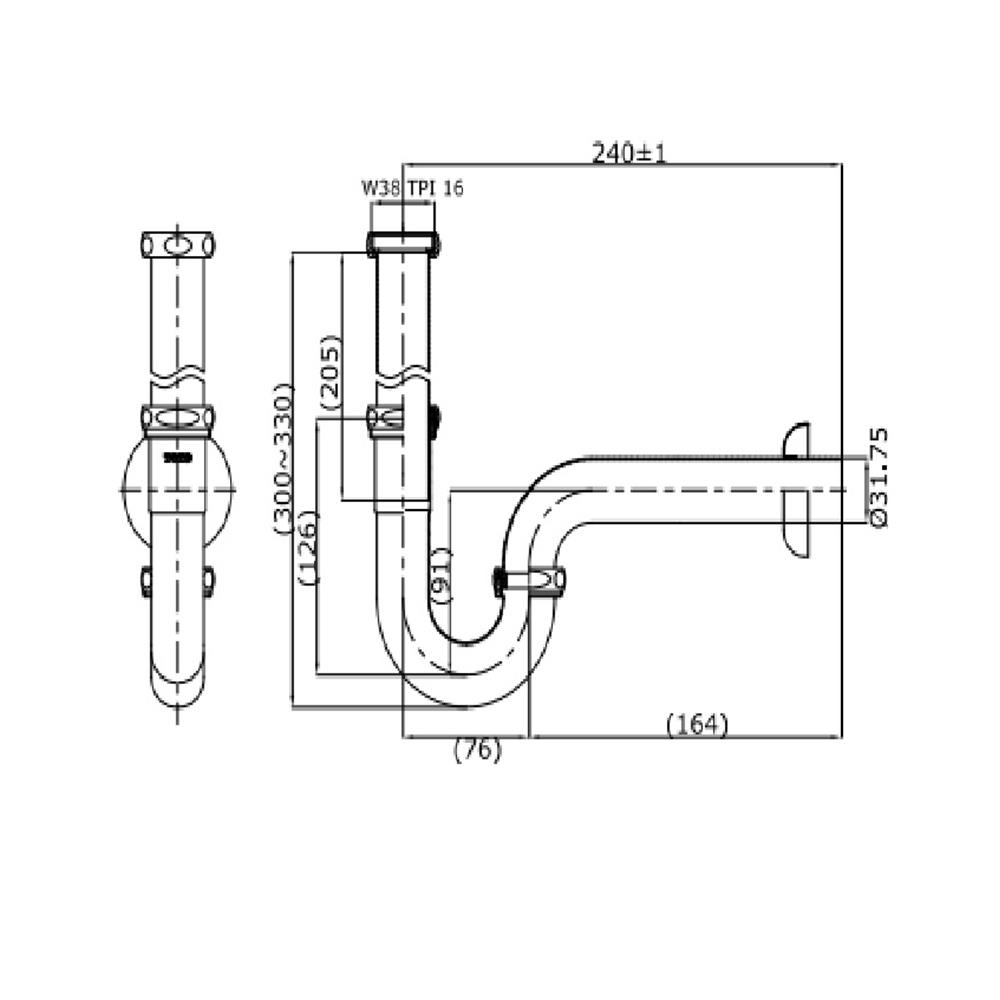 ท่อน้ำทิ้งอ่างล้างหน้าพีแทรป TOTO TS612A(HM) 24 ซม.