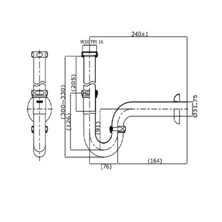 ท่อน้ำทิ้งอ่างล้างหน้าพีแทรป TOTO TS612A(HM) 24 ซม._1
